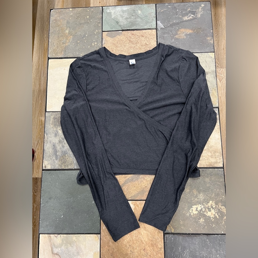 Long Sleeve Cropped Wrap Top